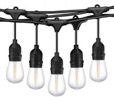 TWINSLUXES LED Patio Lights String 48FT With 2W x 24 Vintage Bulbs - Edison String Lights Outdoor, E26 Sockets Hanging Outdoor Lights, Weatherproof Commercial String of Lights for Bistro, Café, Garden